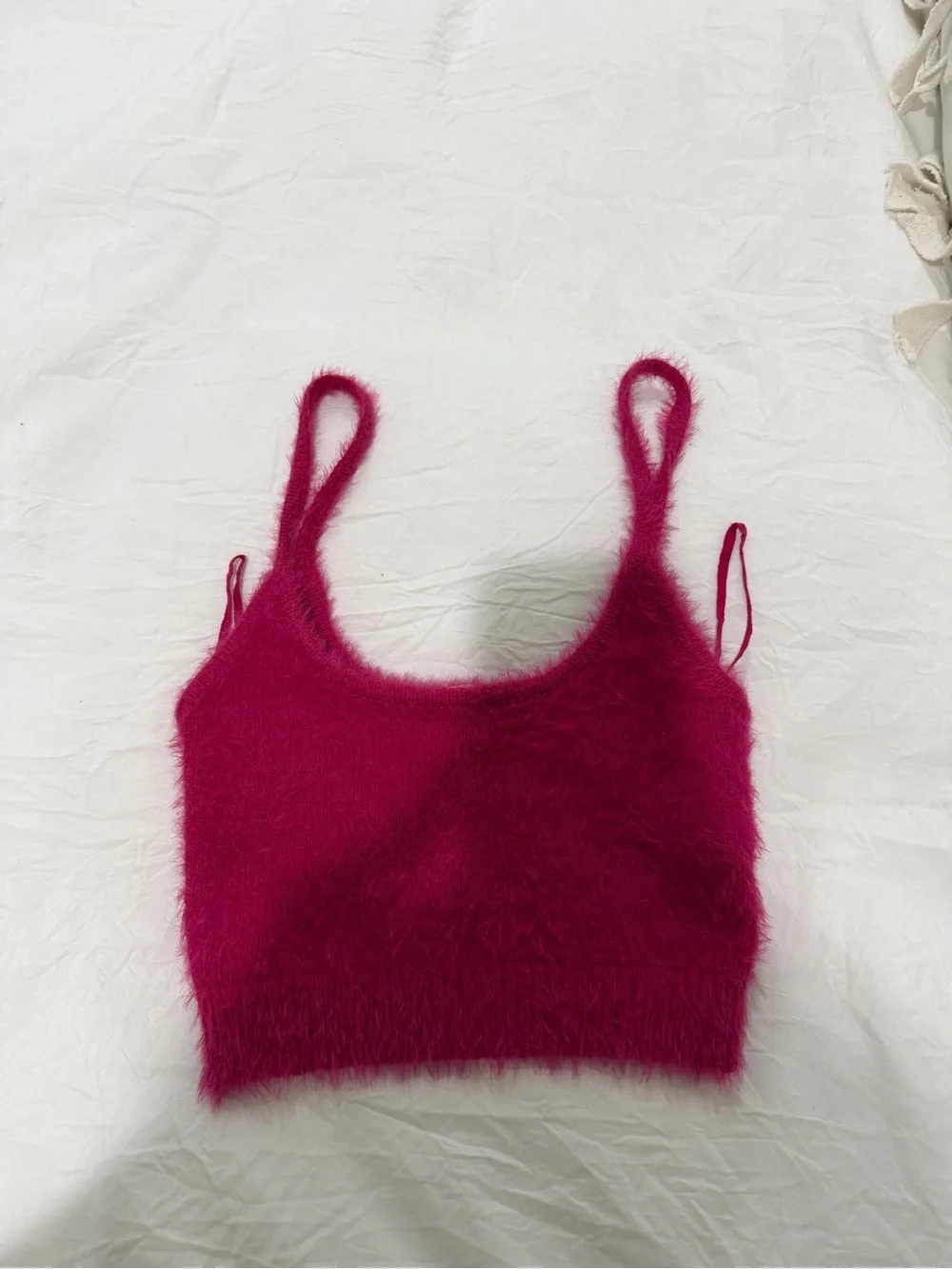 Garage Hot Pink Fuzzy Cropped Tank - Picture 3 of 4